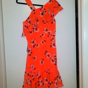 NWT Express Asymetrical dress.  Very bright